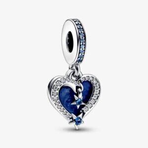 PANDORA Celestial Shooting Star Heart Double Dangle Charm
